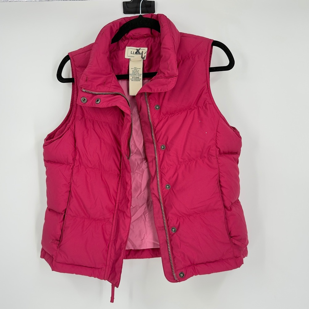 LL Bean Womens XS Petite Magenta Pink Goose Down Puffer Vest 0CVB9